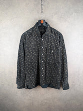 Vintage Corduroy Shirt Mens Large L Grey Long Sleeve